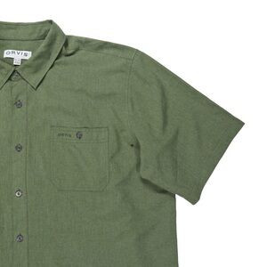 ORVIS Shirt Mens Tech Shirt Woven Outdoor Hiking Fishing Green XXL